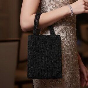 NWT KK'SARTIQUE Vintage Mini Purse Handbag Black Beaded Magnetic Clasp